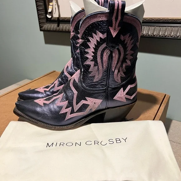 Miron Crosby Metallic Navy & Pink Cowgirl Boots - Sz. 10